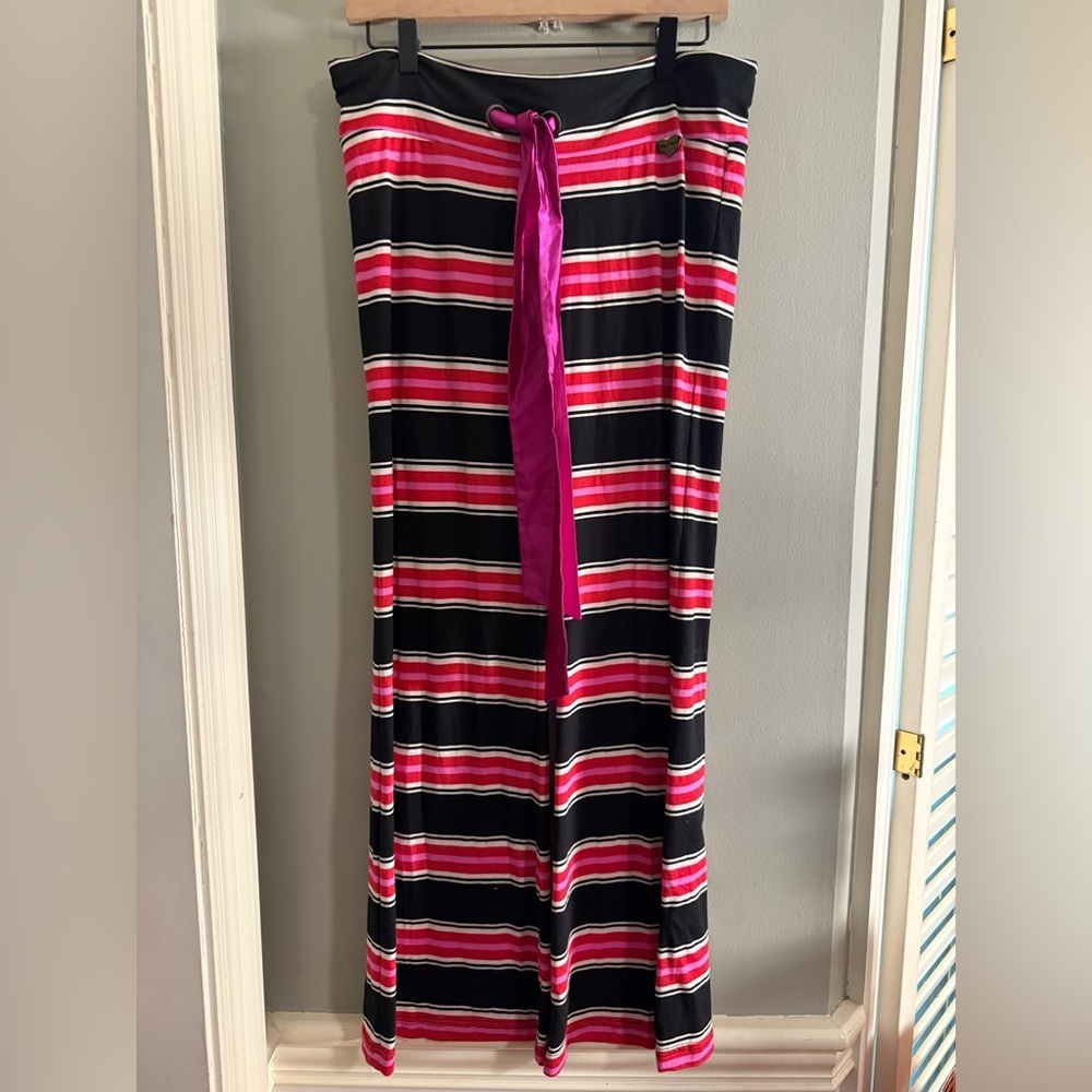Cute Booty Lounge Striped Wide Leg Pants - Black, Pink, White